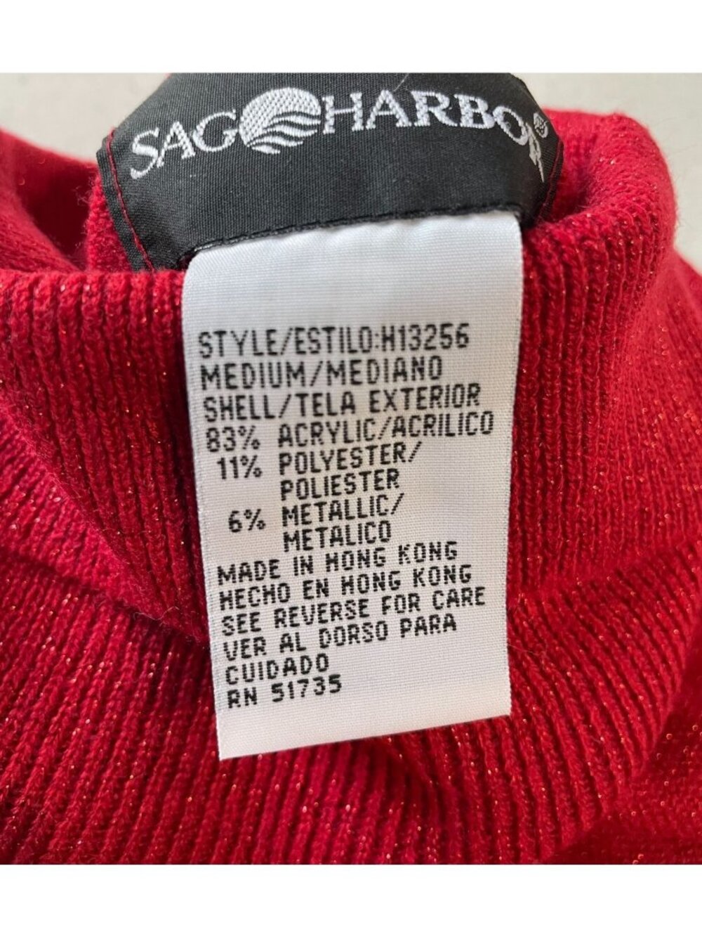 Vintage 80s 90s Sag Harbor Turtleneck Sweater M Red Metallic Retro Glam Vibrant - Picture 6 of 6